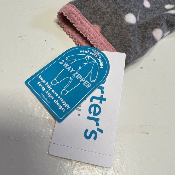 NWT Carter’s Baby Girl Gray & Pink Little Sister Fleece Pajamas - Size 6 Months - Picture 6 of 6